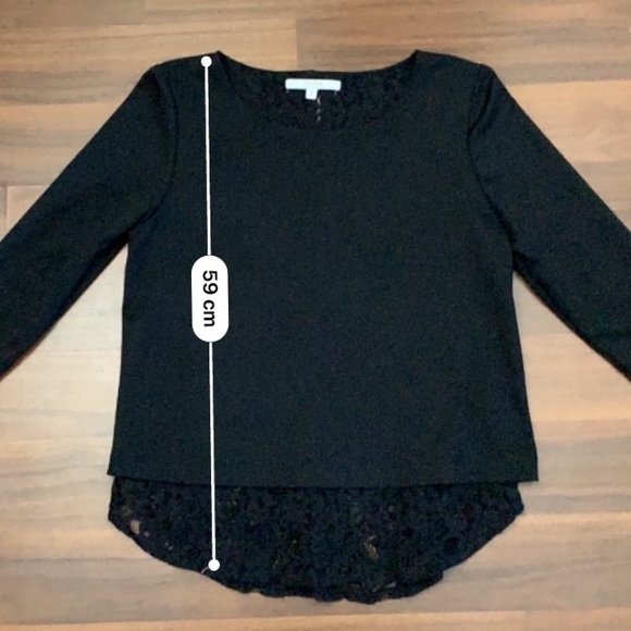 Alfred Sung Black Top with Lace Underlay Size S - Picture 11 of 11